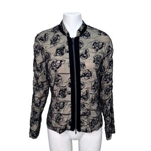 Joseph Ribkoff Rosette Zip Up Lightweight Jacket, Size 10